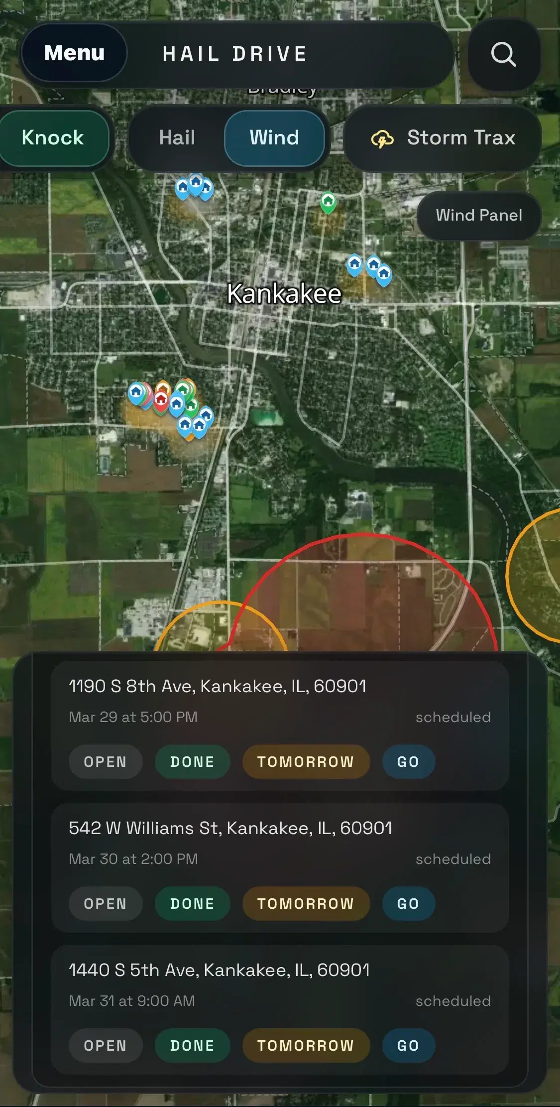 Hail Drive Knock Mode mobile stats view